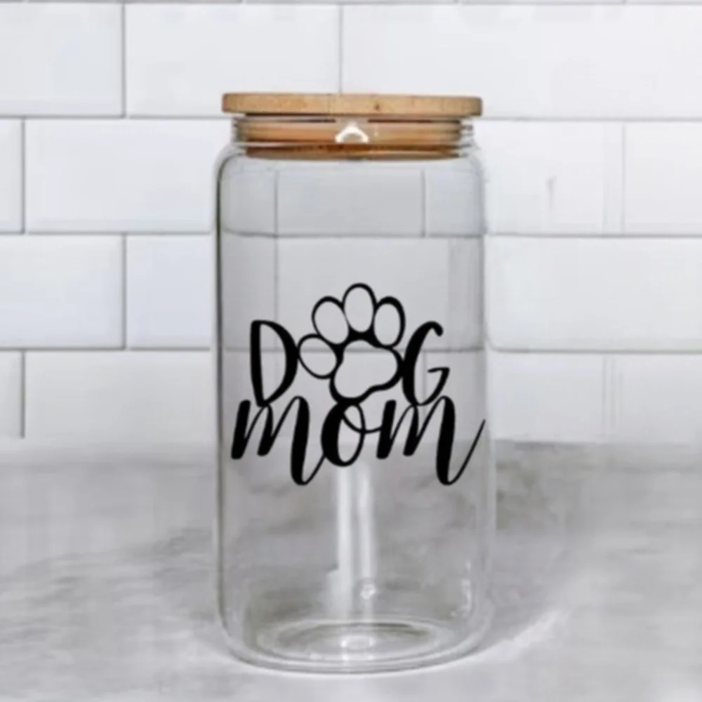 Dog Mom Glass Cup